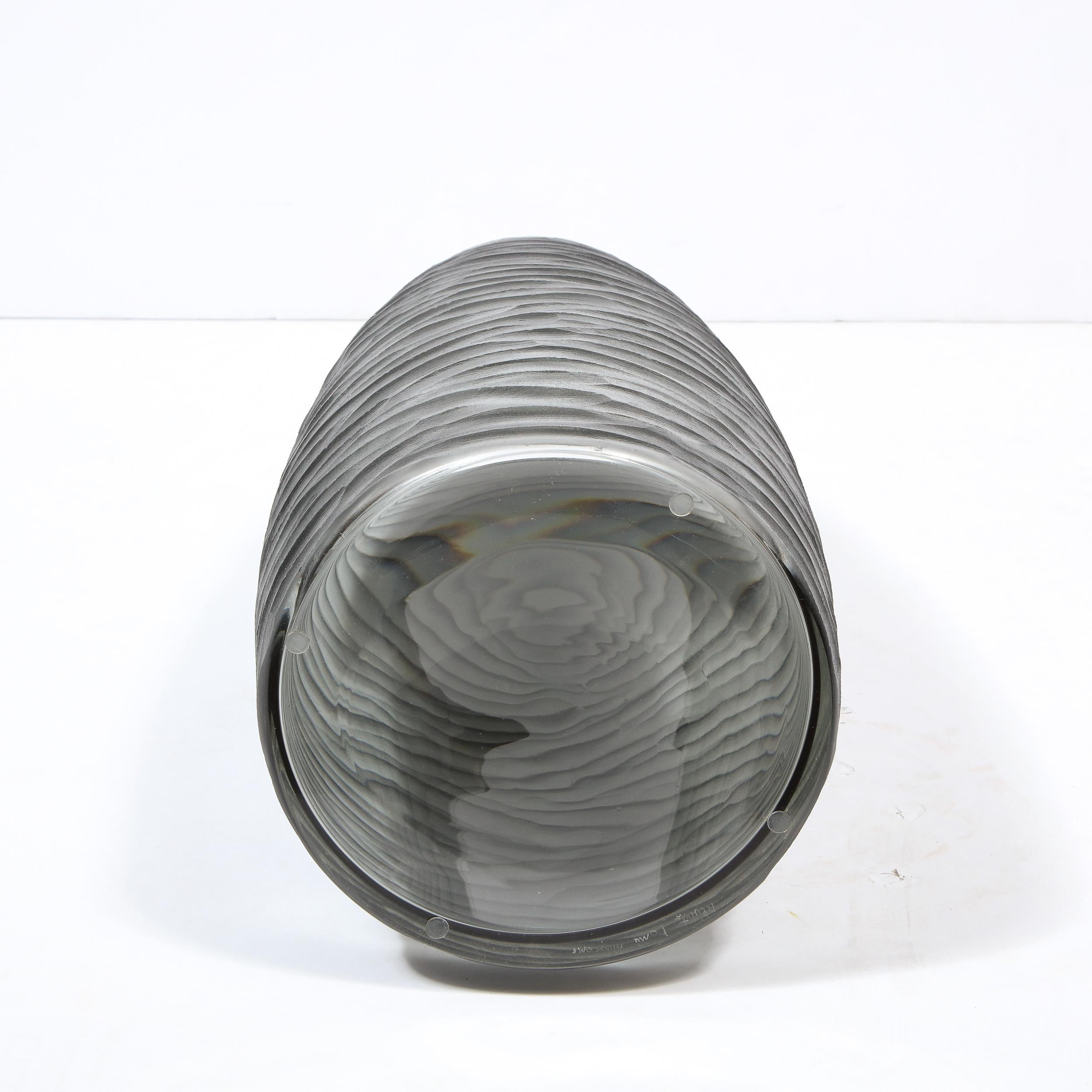 Large Scale Handblown Murano Frosted & Textured Graphite Umbrella Stand For Sale 9