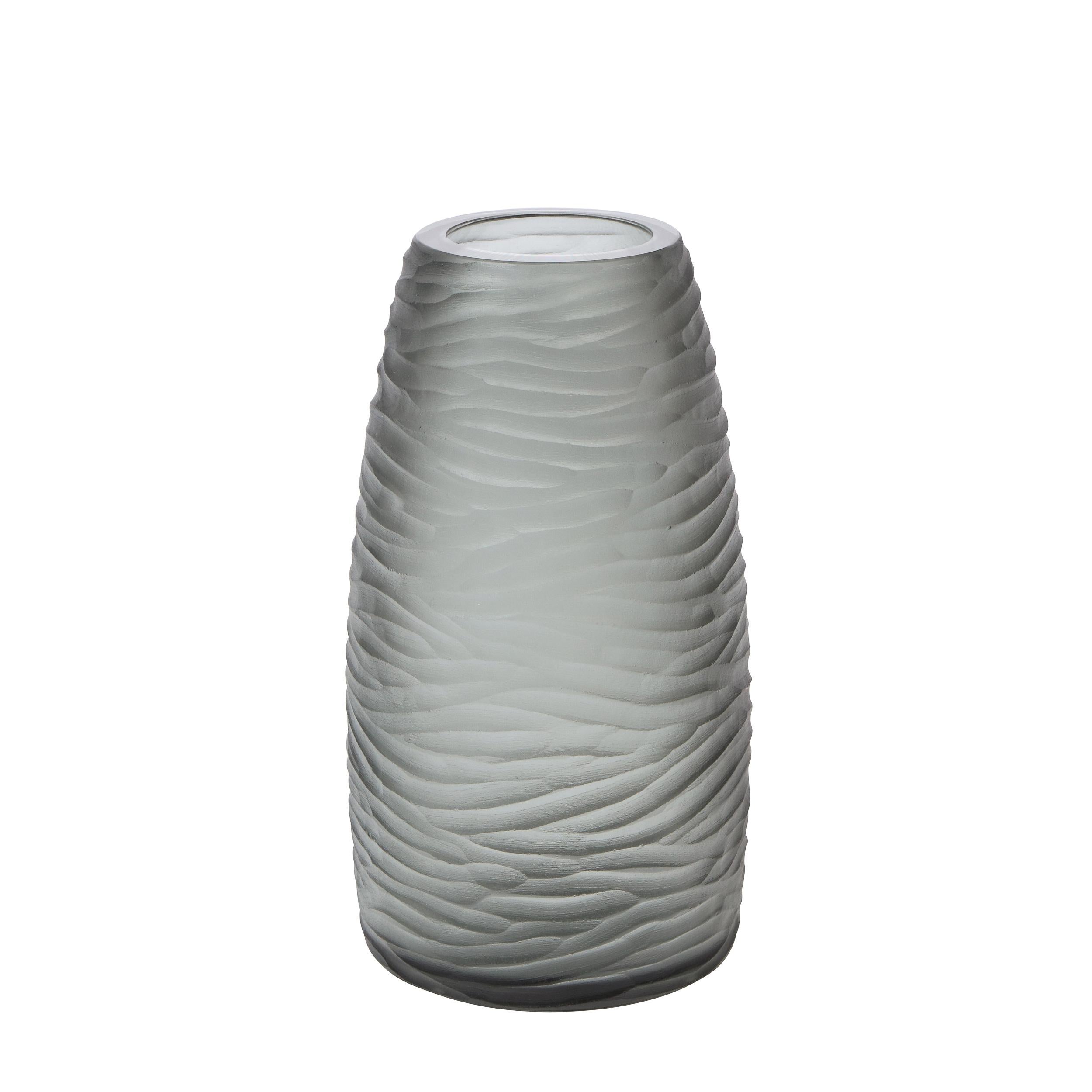 Modern Large Scale Handblown Murano Frosted & Textured Graphite Umbrella Stand For Sale