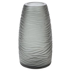 Große mundgeblasene Murano Vase aus mattiertem und strukturiertem Graphit