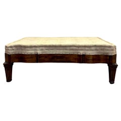 Large Scale Hessian Upholstered English Country House Footstool