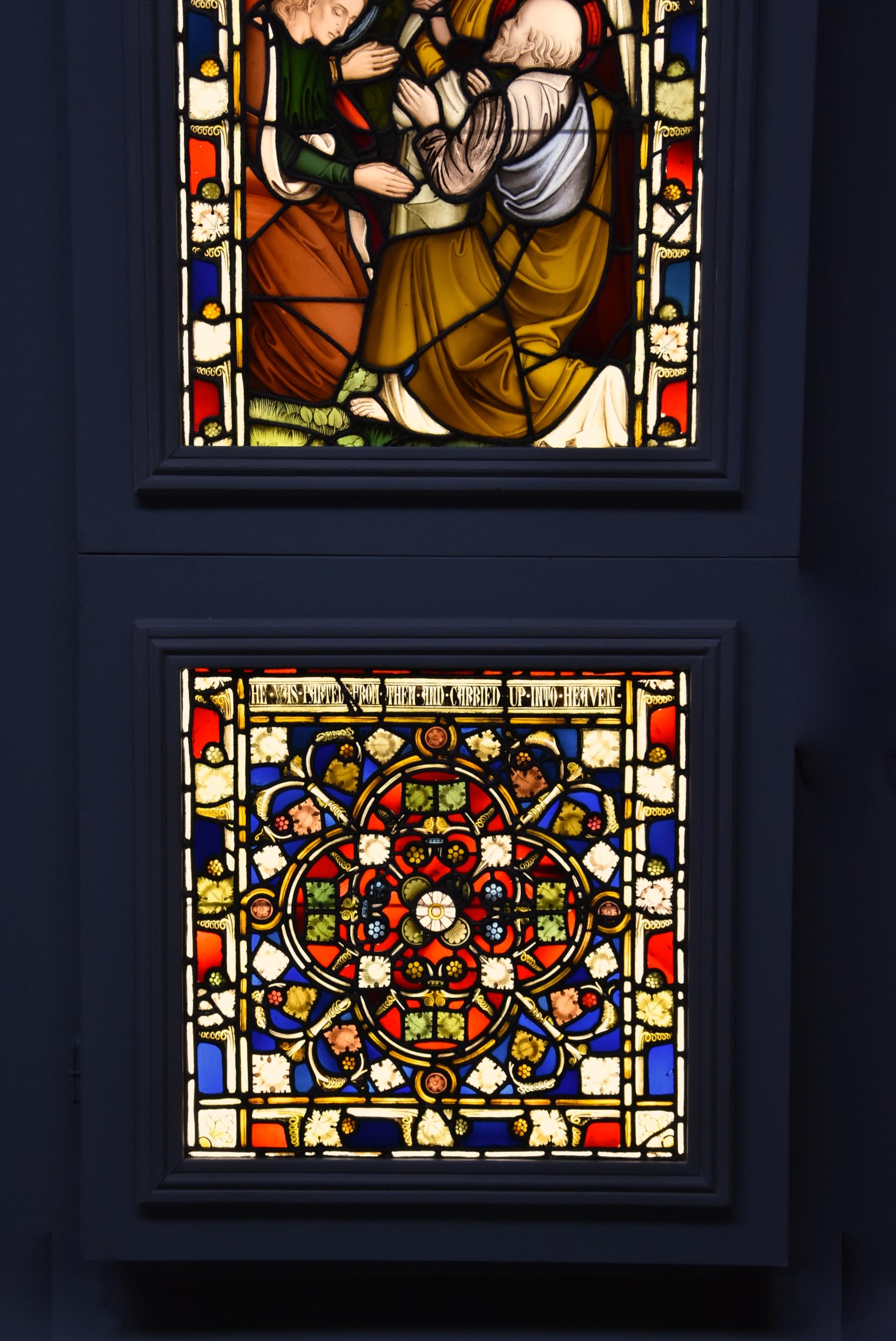 Large Scale Highly Decorative 19th Century and Earlier Stained Glass Triptych For Sale 8