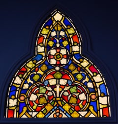 Large Scale Highly Decorative 19th Century and Earlier Stained Glass Triptych