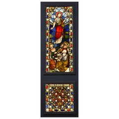 Large Scale Highly Decorative 19th Century and Earlier Stained Glass Triptych