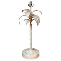 Grande lampe de palmier Hollywood Recency en tôle laquée blanche