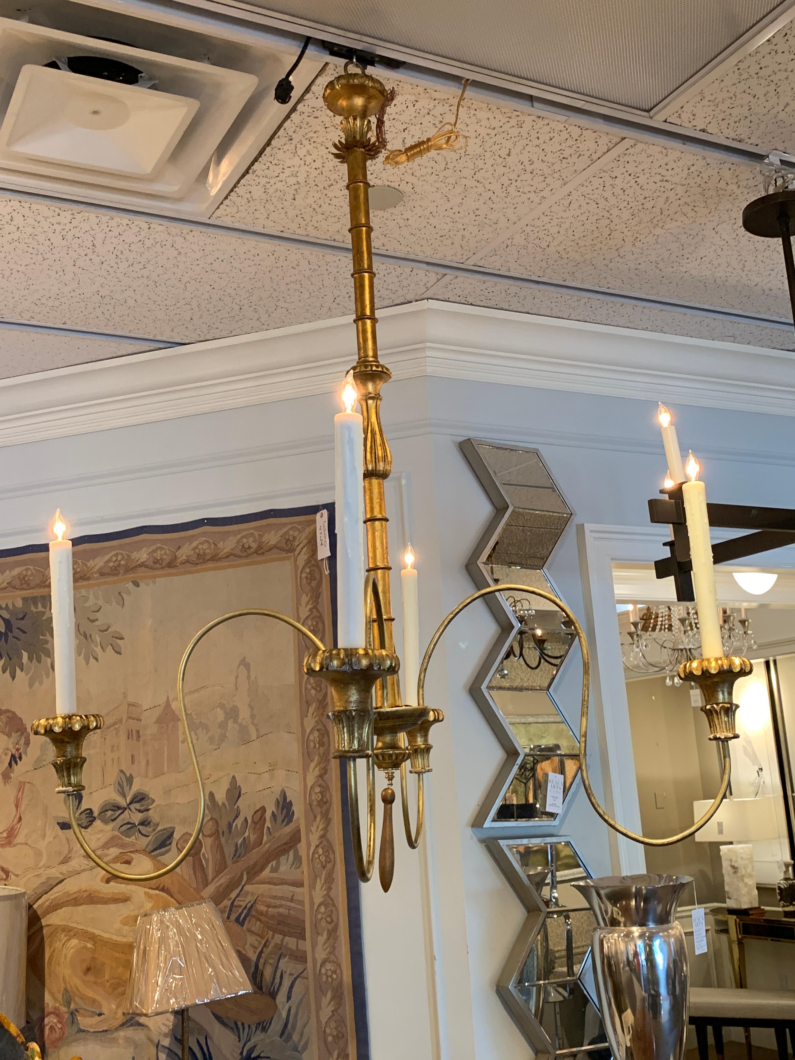 Large Scale Hollywood Regency Faux Bamboo Chandelier, 2nd Available 2