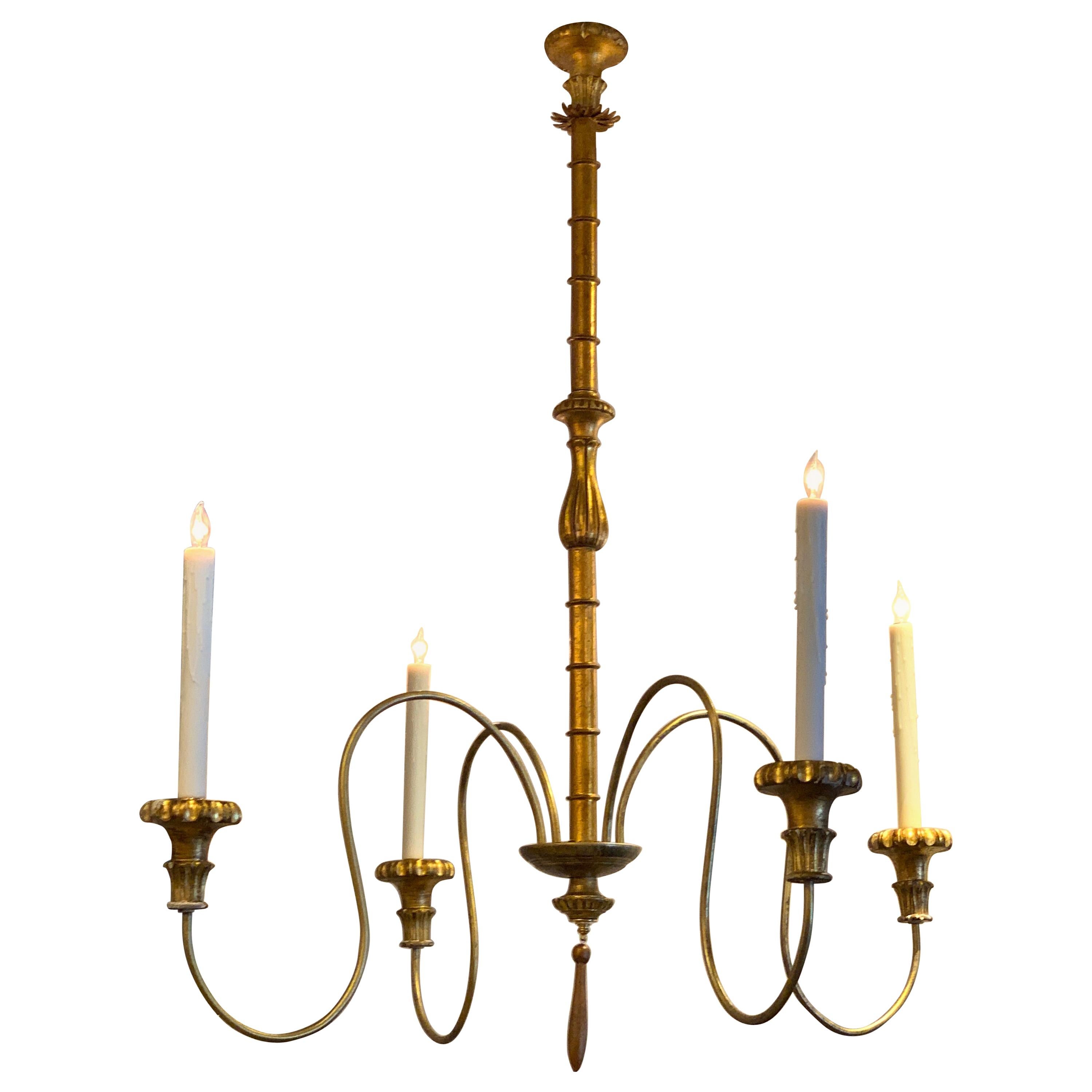 Large Scale Hollywood Regency Faux Bamboo Chandelier For Sale