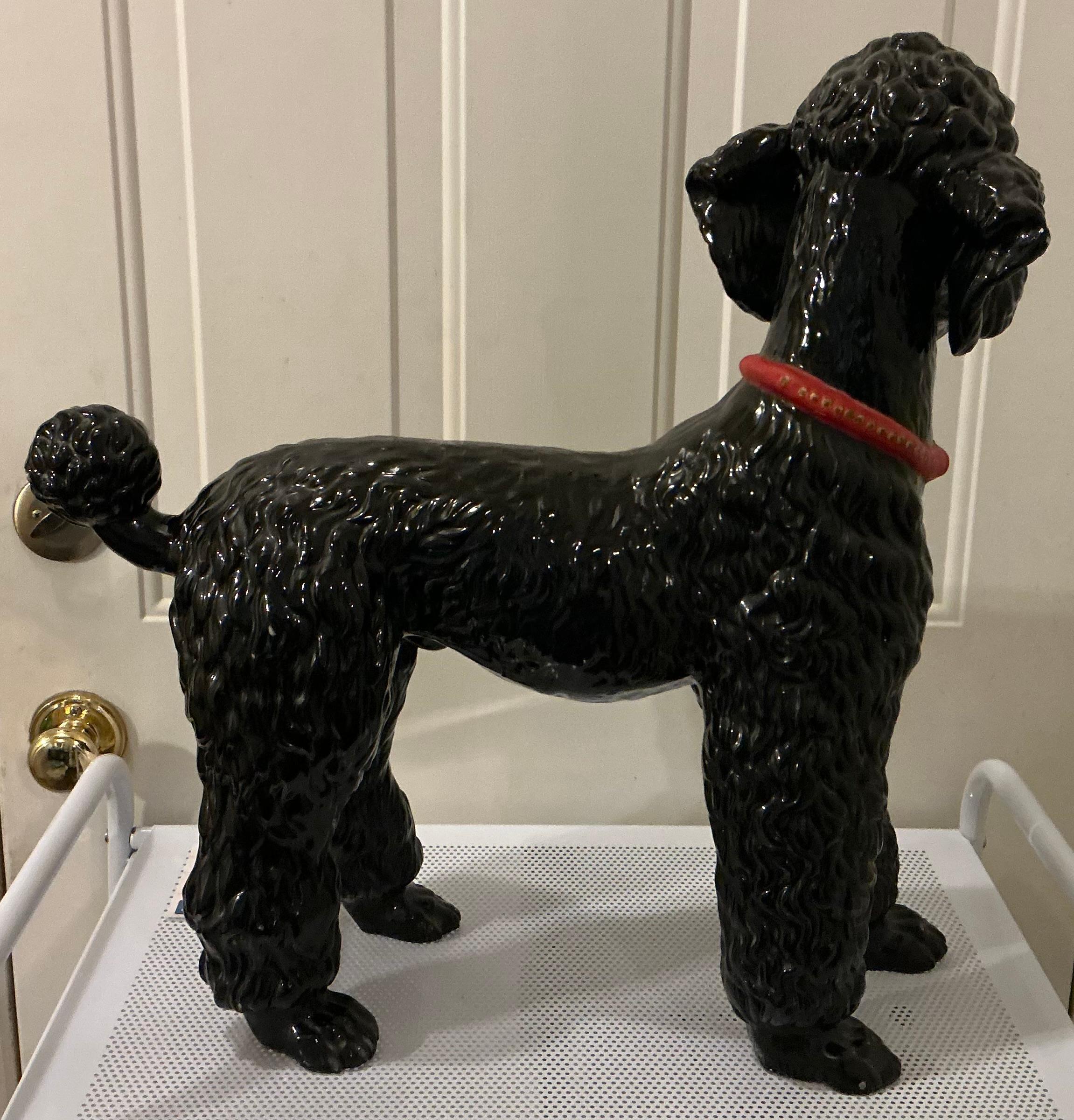 Large Scale Hollywood Regency Italian Black Poodle Dog In Good Condition For Sale In Kennesaw, GA