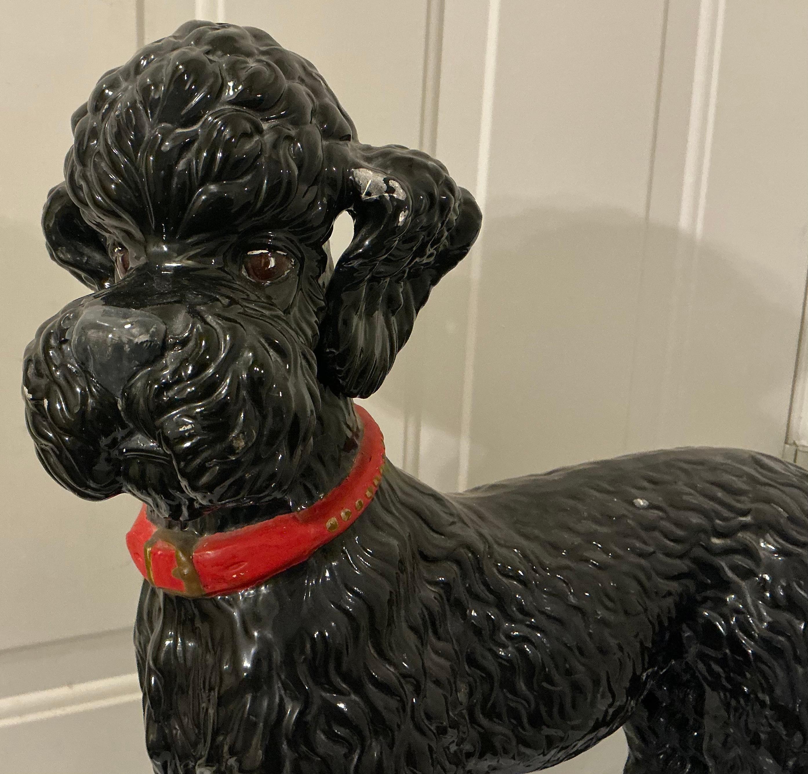 20th Century Large Scale Hollywood Regency Italian Black Poodle Dog For Sale