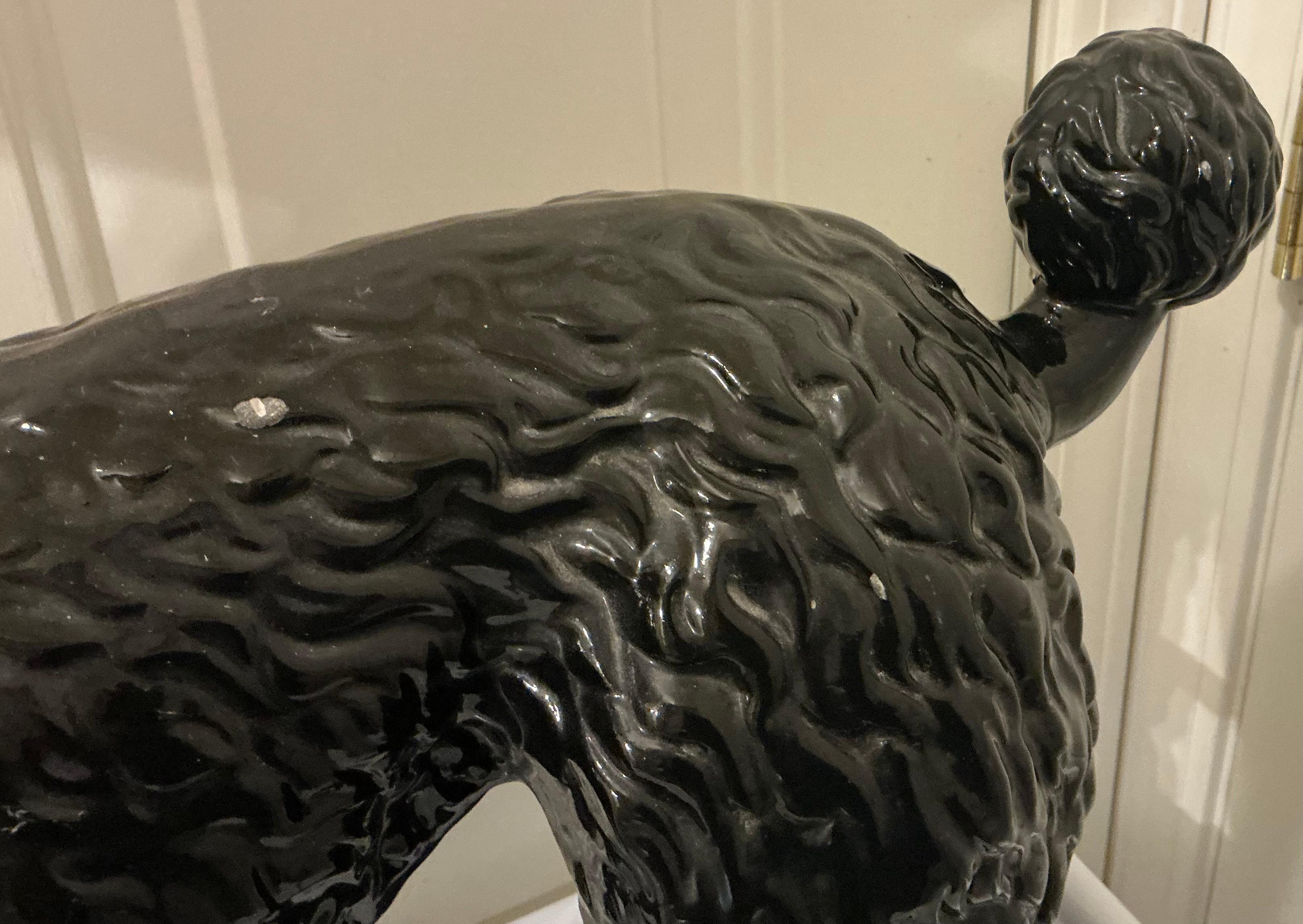 Ceramic Large Scale Hollywood Regency Italian Black Poodle Dog For Sale