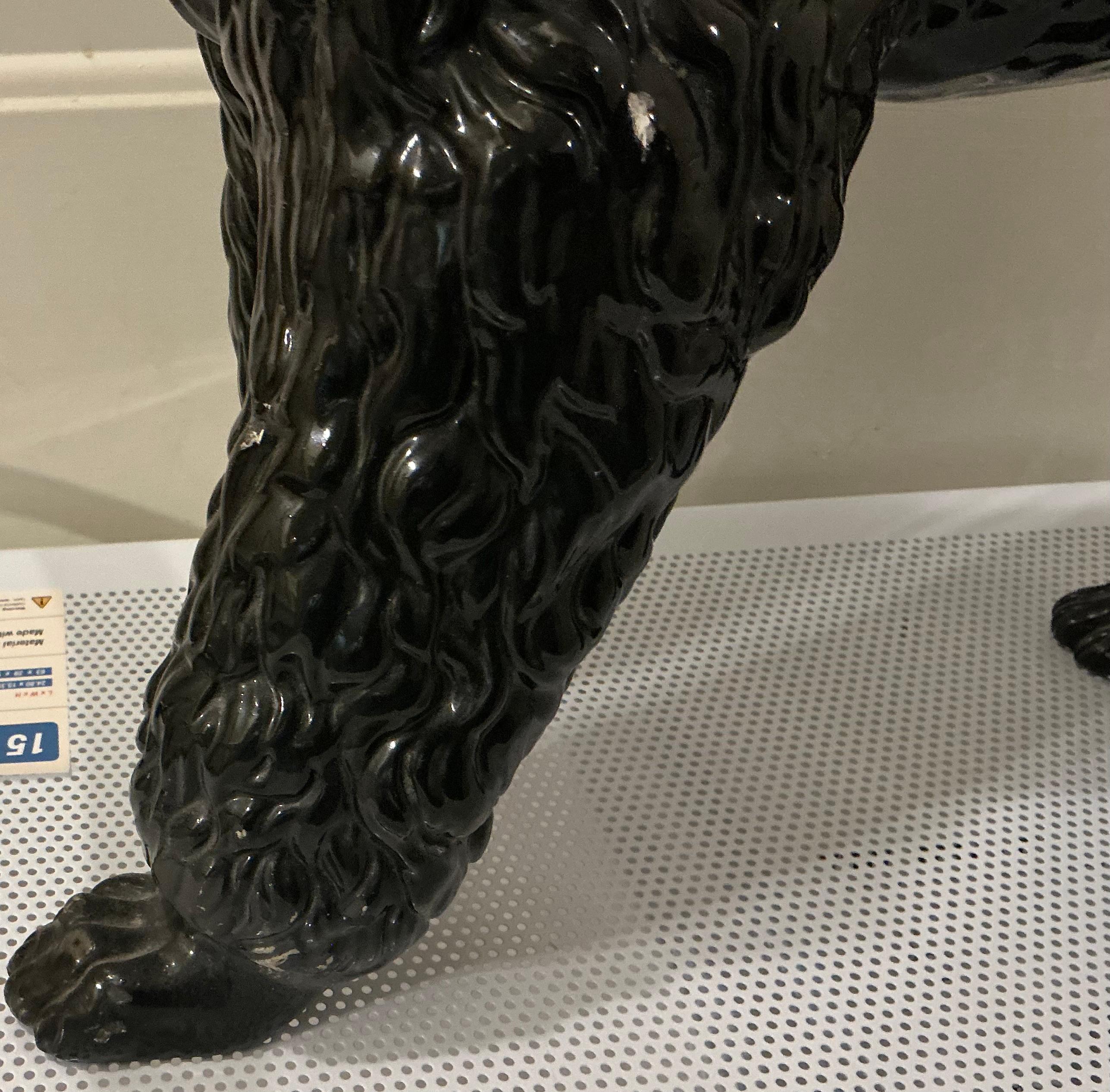 Large Scale Hollywood Regency Italian Black Poodle Dog For Sale 1