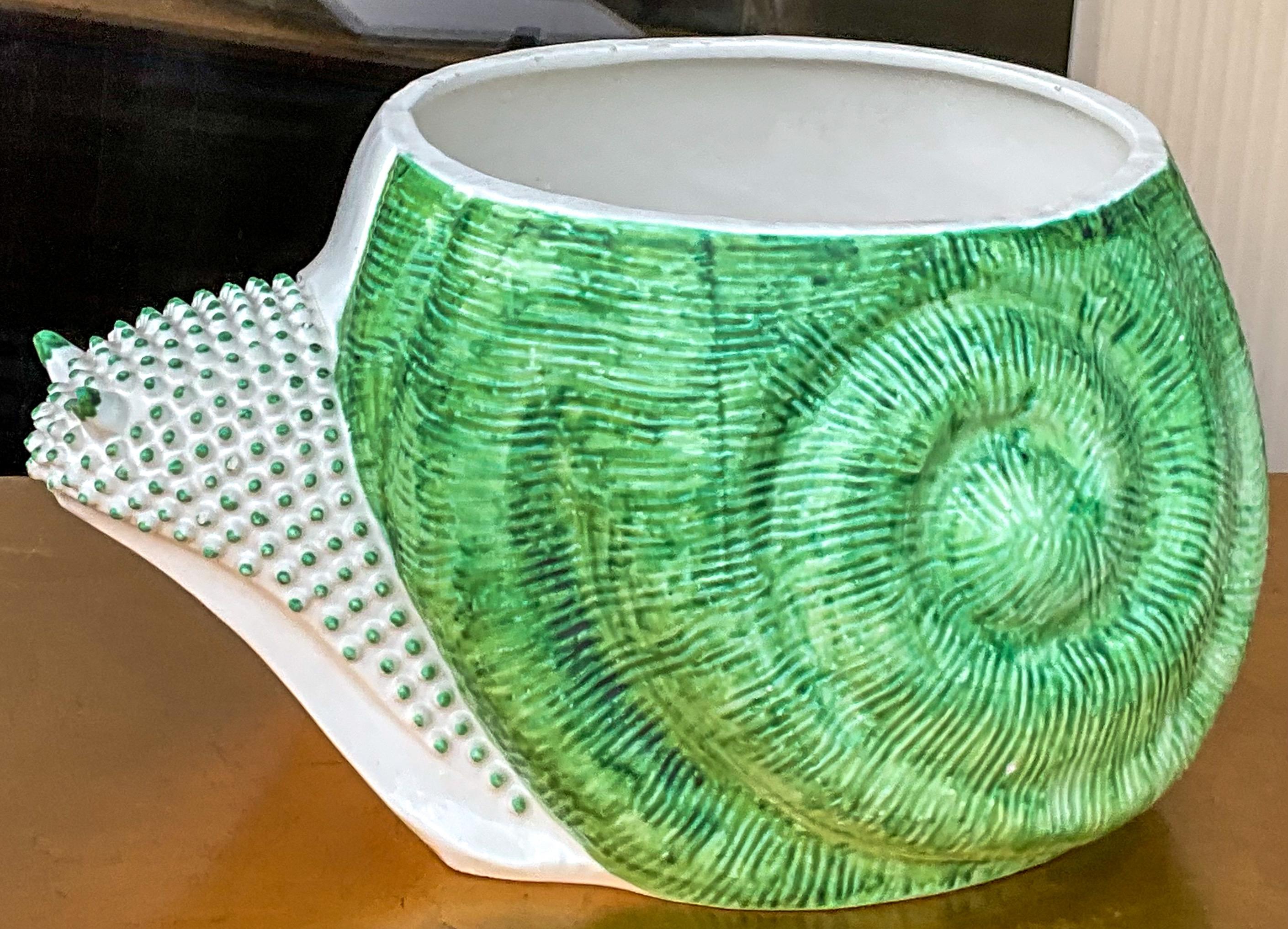 This is too fun! It is a hard-to-find Hollywood Regency knobby form snail planter! It dates approximately to the 1960s and is in very good condition.