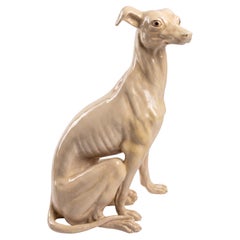 Large Scale Hollywood Regency Seated Greyhound Dog Figurine Att. To Marwal