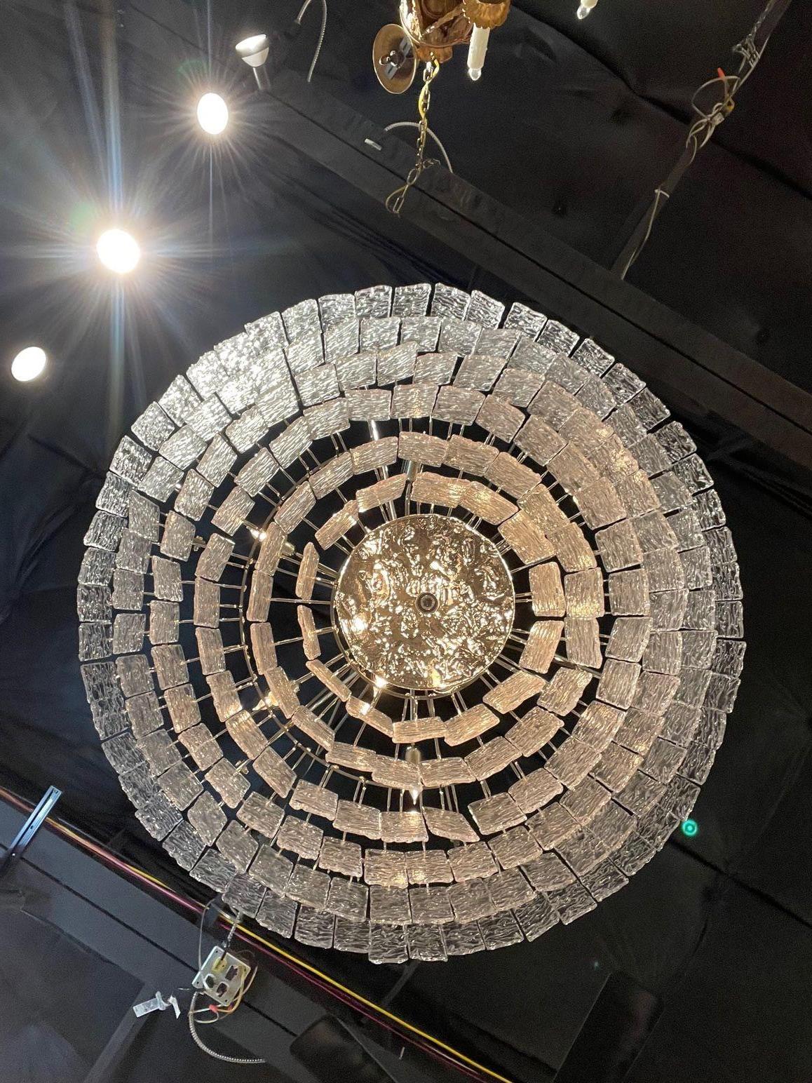 Large Scale Impressive Murano Waterfall Chandelier In Good Condition In Dallas, TX