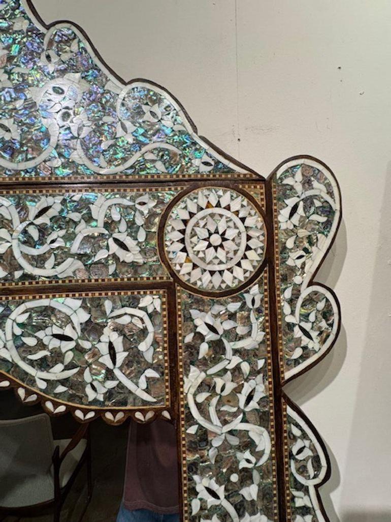 Syrian Large Scale Inlaid Mother of Pearl Floor Mirror from Syria