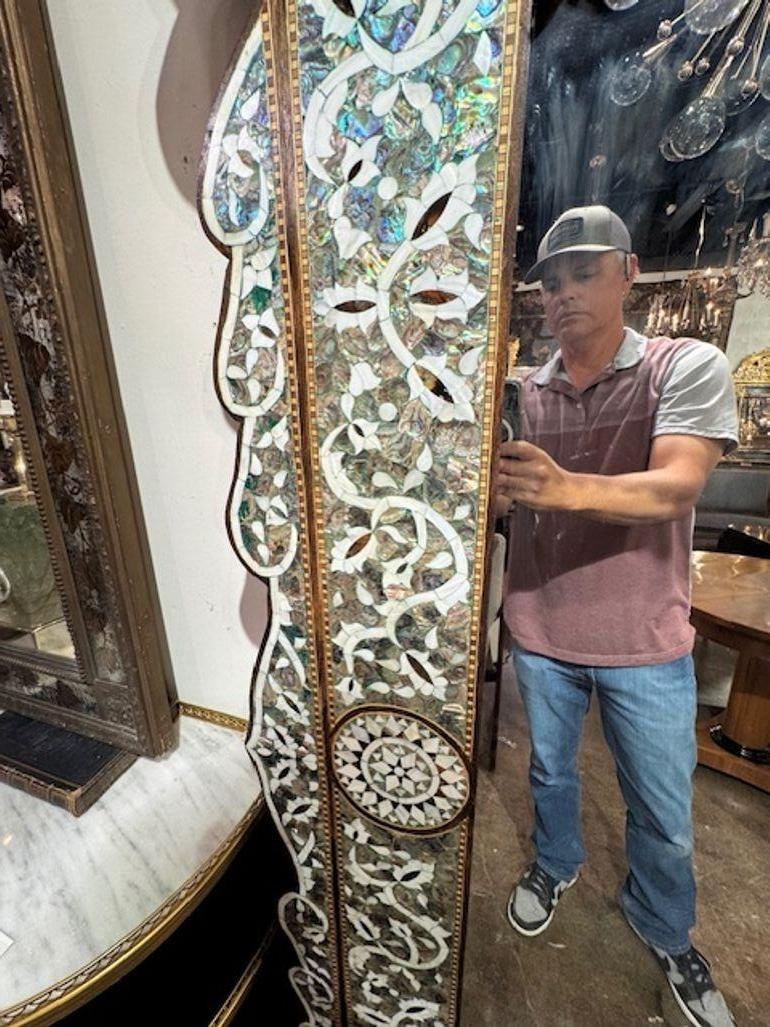 20th Century Large Scale Inlaid Mother of Pearl Floor Mirror from Syria