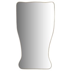 Large Scale Italian Curved Brass Frame Mirror No. 07, 1970s