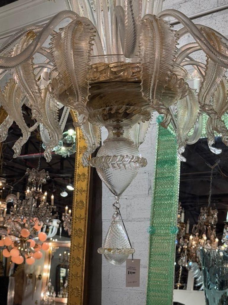 Large Scale Italian Murano Glass Venetian Style Chandelier In Good Condition For Sale In Dallas, TX