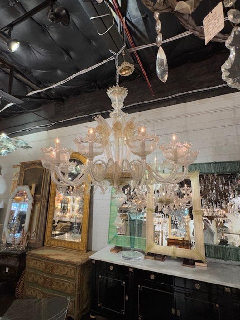 Large Scale Italian Murano Glass Venetian Style Chandelier For Sale 3