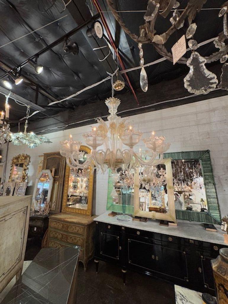 Large Scale Italian Murano Glass Venetian Style Chandelier For Sale 4