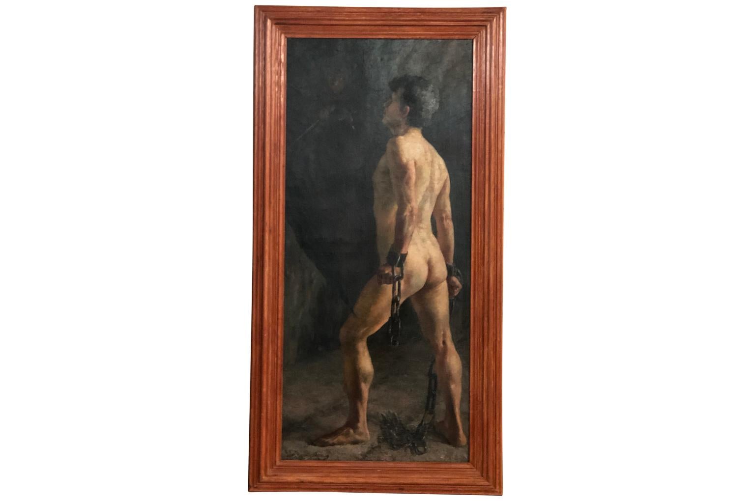 20ième siècle Peinture à l'huile sur toile italienne à grande échelle en vente