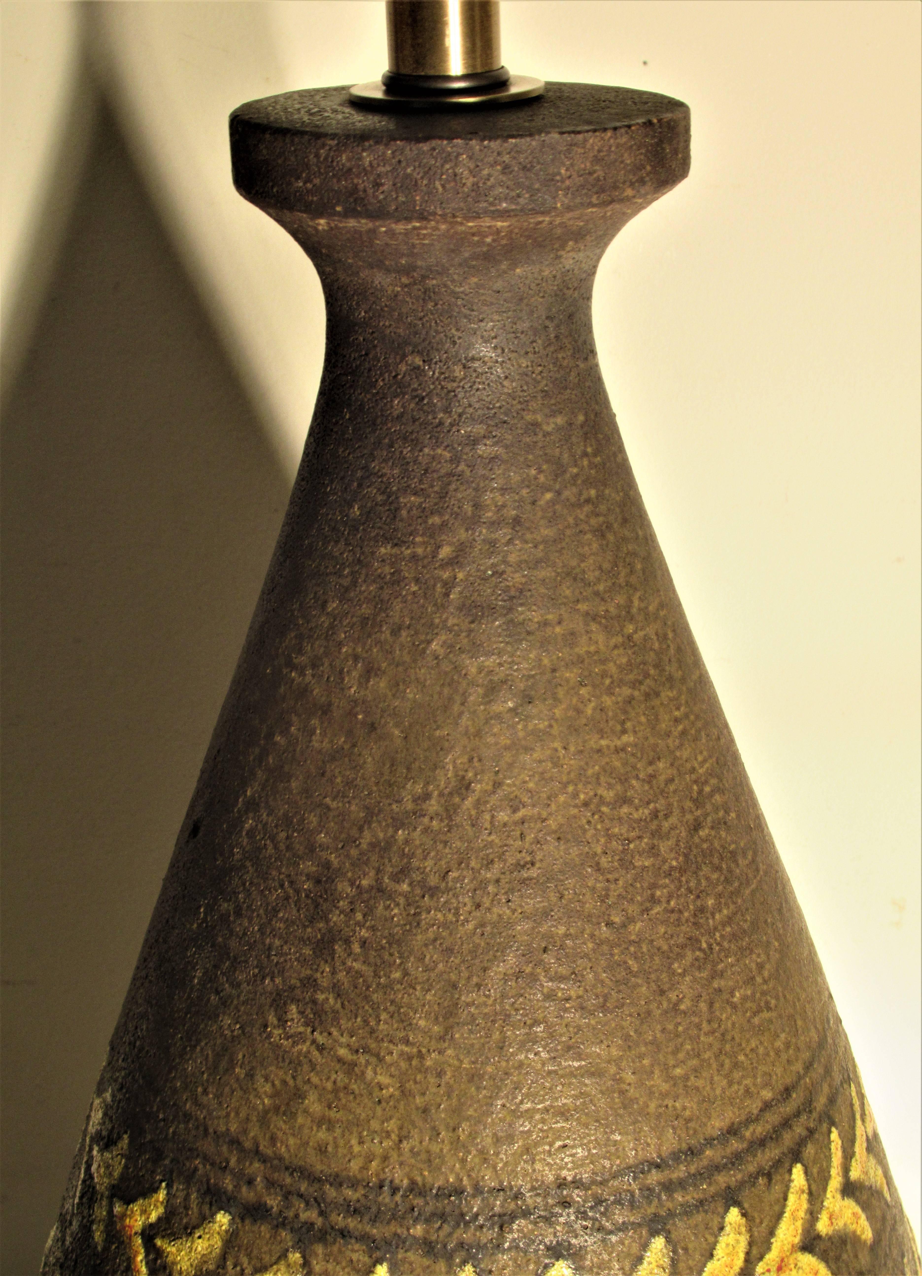 Large Stoneware Lamp by Aldo Londi for Bitossi In Good Condition In Rochester, NY