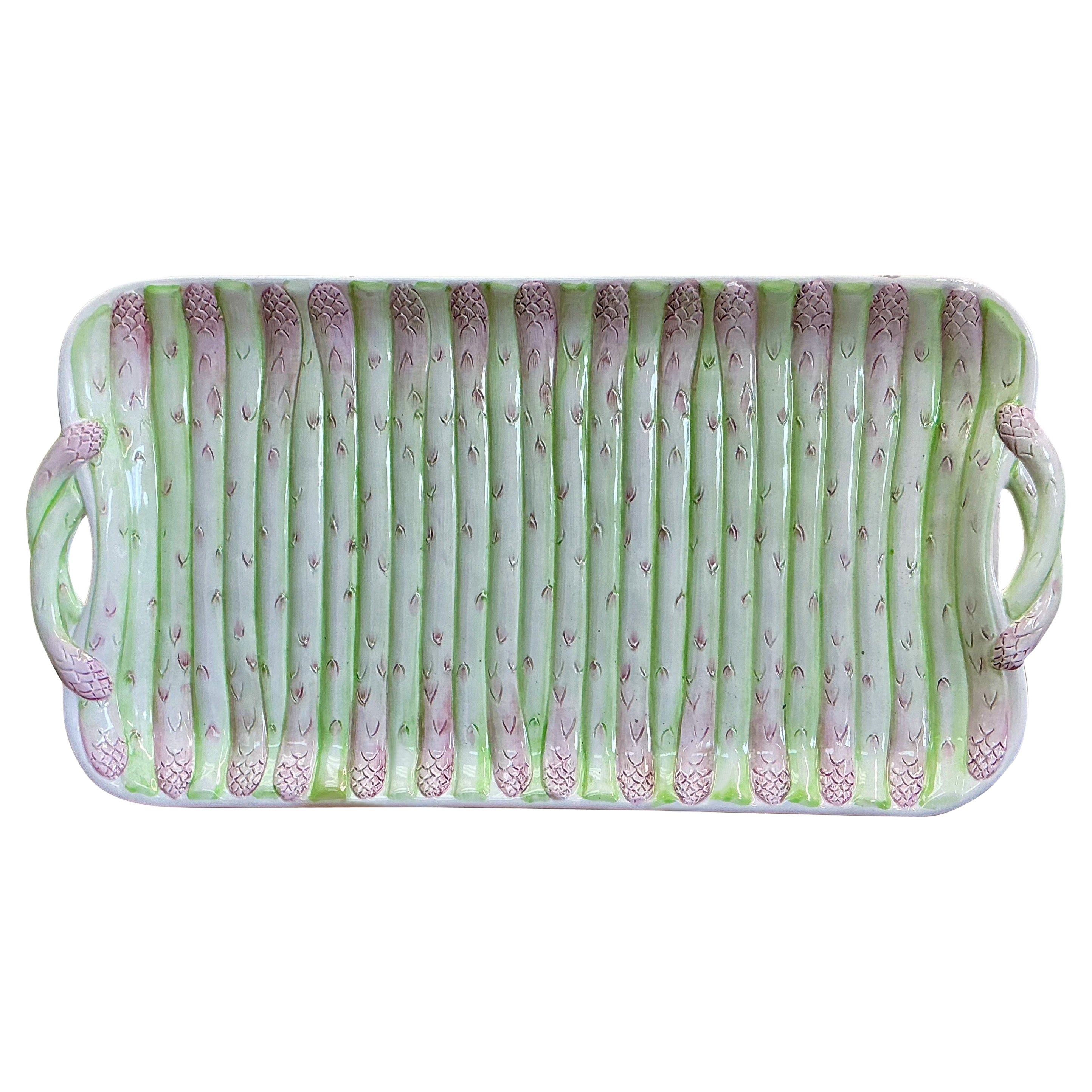 Grande piatto da portata in stile vittoriano italiano con forma di asparagi - 24,5".