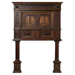 Large Scale Jacobean Fire Surround With Armorial Hatchment Panels