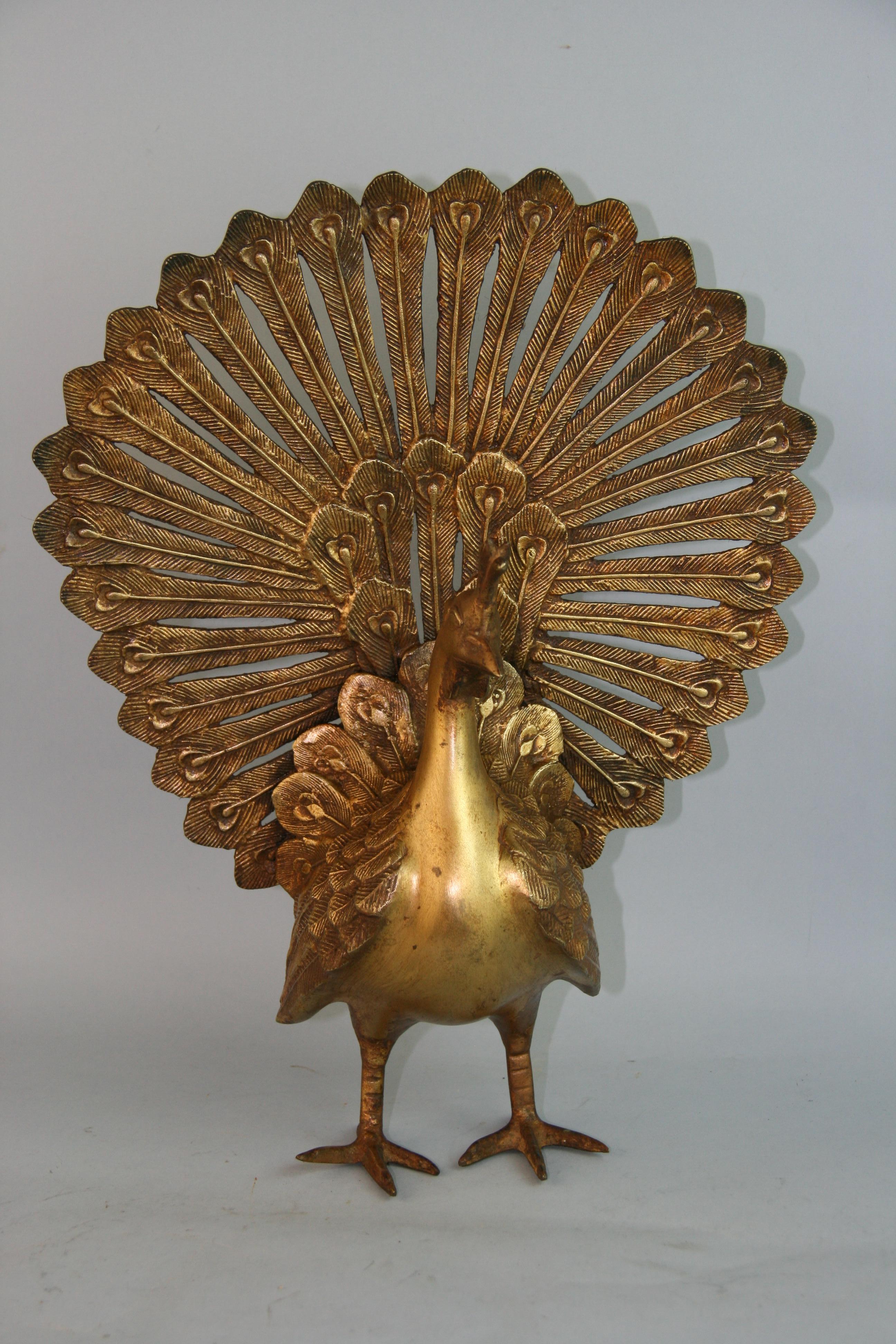 Mid-20th Century Large Scale Japanese Cast Bronze  Garden Peacock For Sale