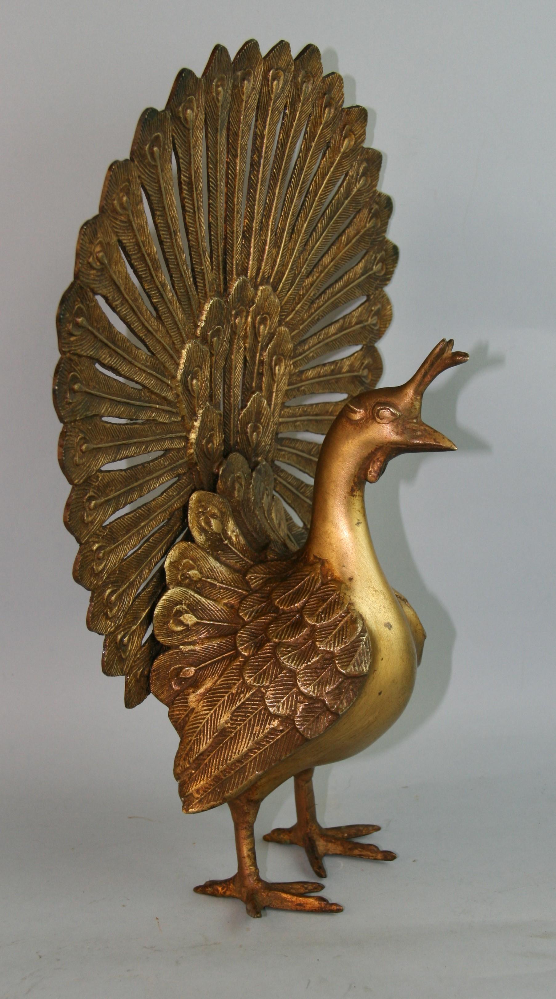 Large Scale Japanese Cast Bronze  Garden Peacock For Sale 1