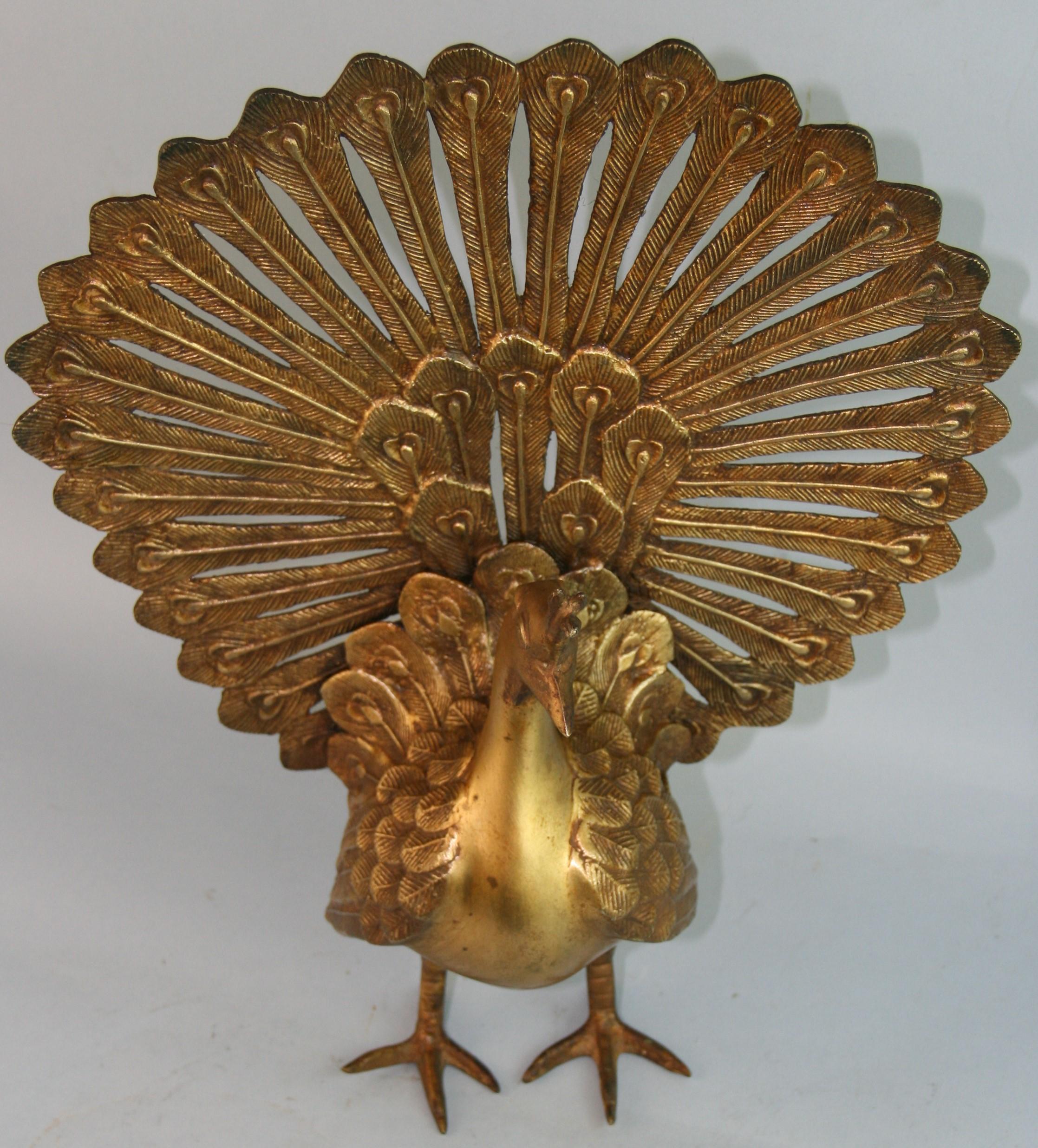 Large Scale Japanese Cast Bronze  Garden Peacock 4