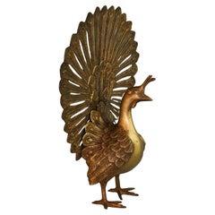 Large Scale Japanese Cast Bronze  Garden Peacock