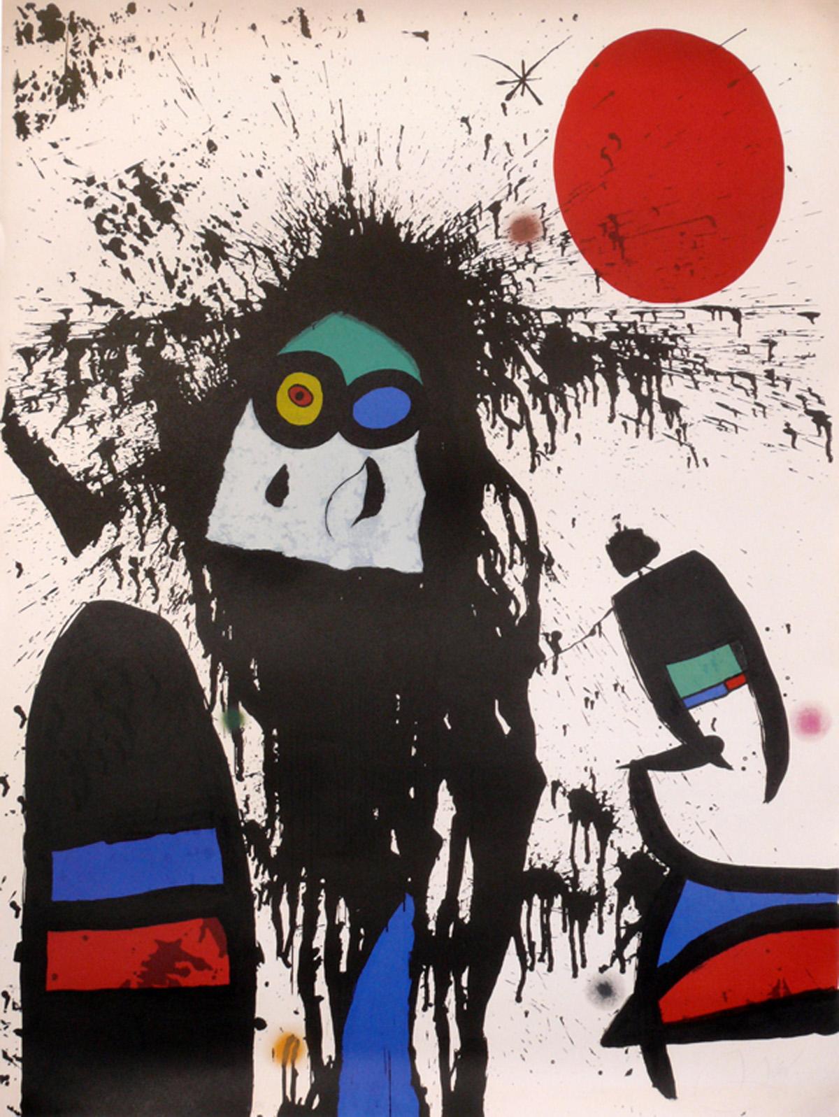 Mid-Century Modern Large Scale Joan Miro Color Screenprints in Vibrant Colors For Sale