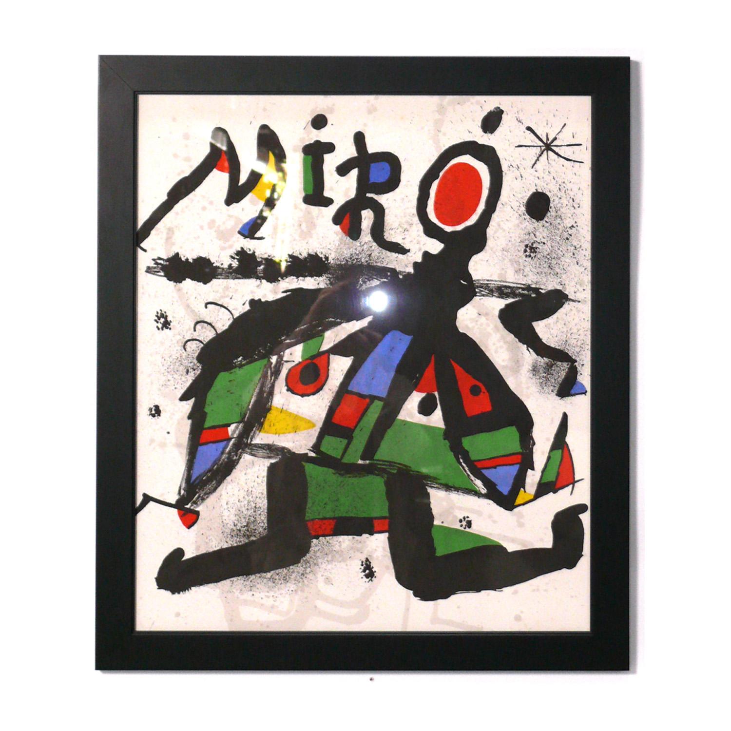 Selection of Joan Miro Color Screenprints, French, circa 1960s. They are priced at $650 each or $1500 for all three. They have recently been professionally framed in clean lined black lacquer gallery frames under UV resistant glass. The print in the