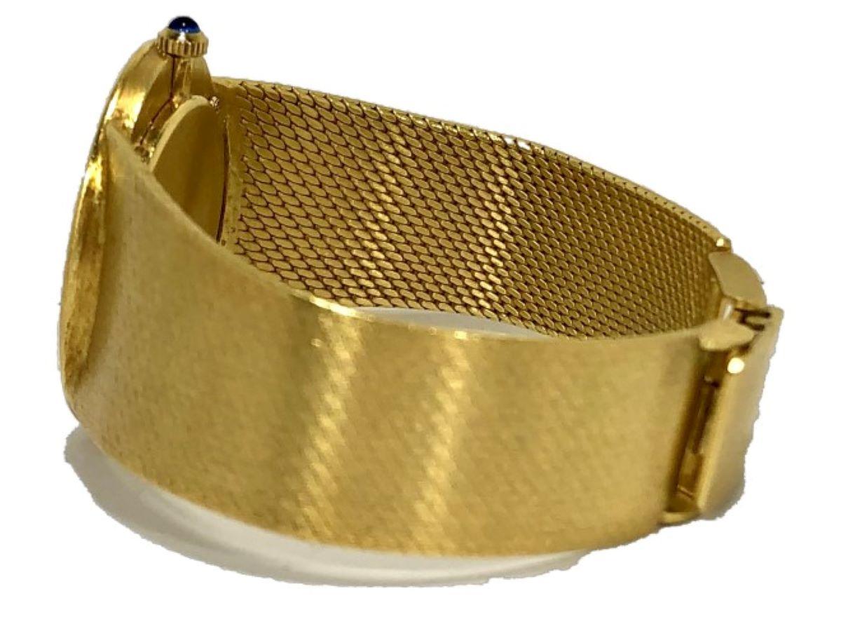 Großformatige Damen Vintage Bueche Girod Gelbgold- und Diamant-Armbanduhr im Angebot 2