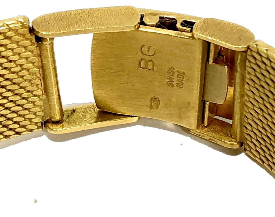 Großformatige Damen Vintage Bueche Girod Gelbgold- und Diamant-Armbanduhr im Angebot 3