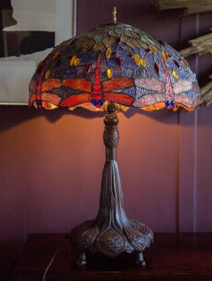 Large Scale Leaded Glass Table Lamp in the Style of Tiffany Studios New York