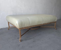 Large Scale Leather and Iron Ottoman by Henredon