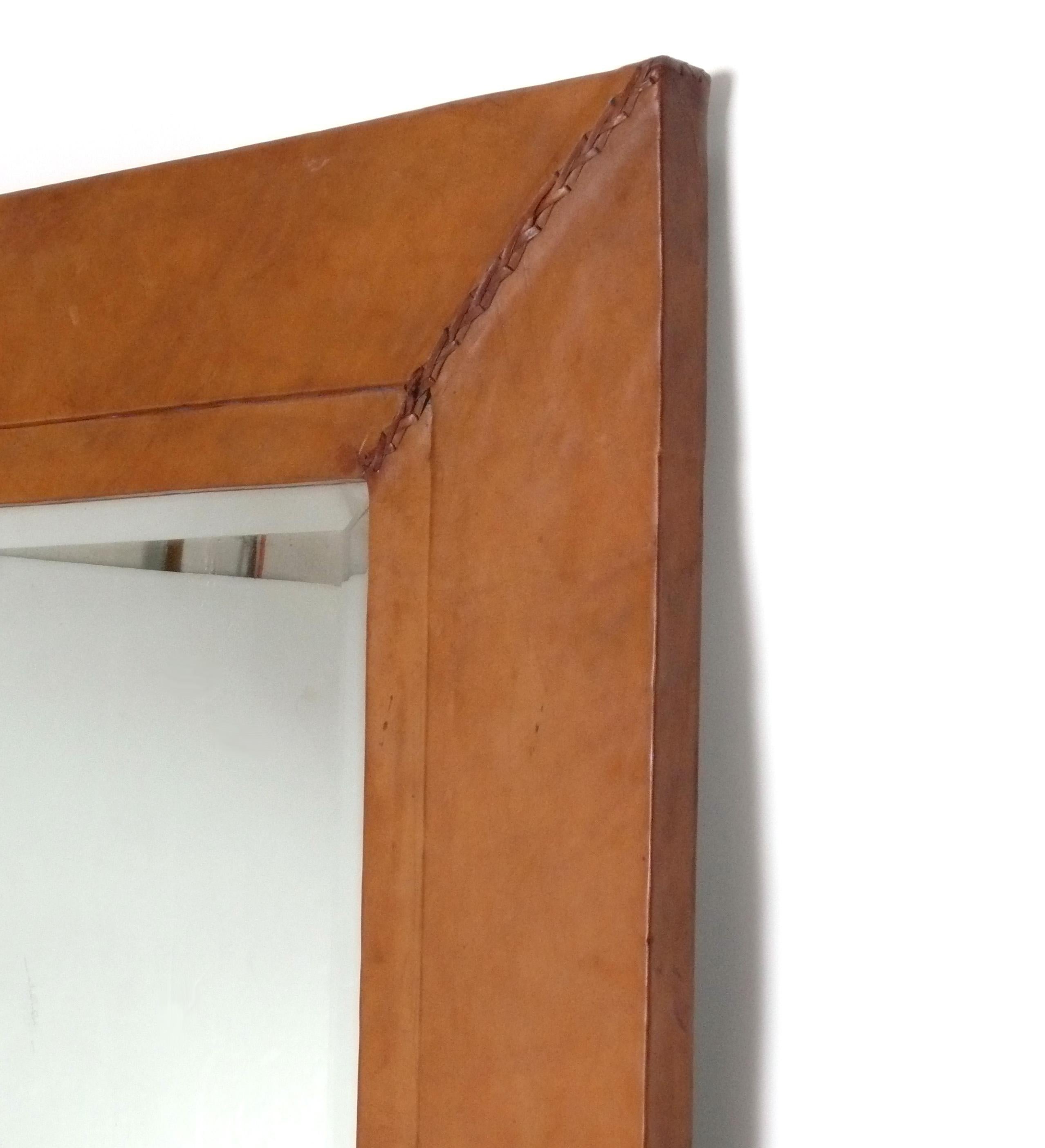 Biseauté Miroir en cuir à grande échelle 86,5 