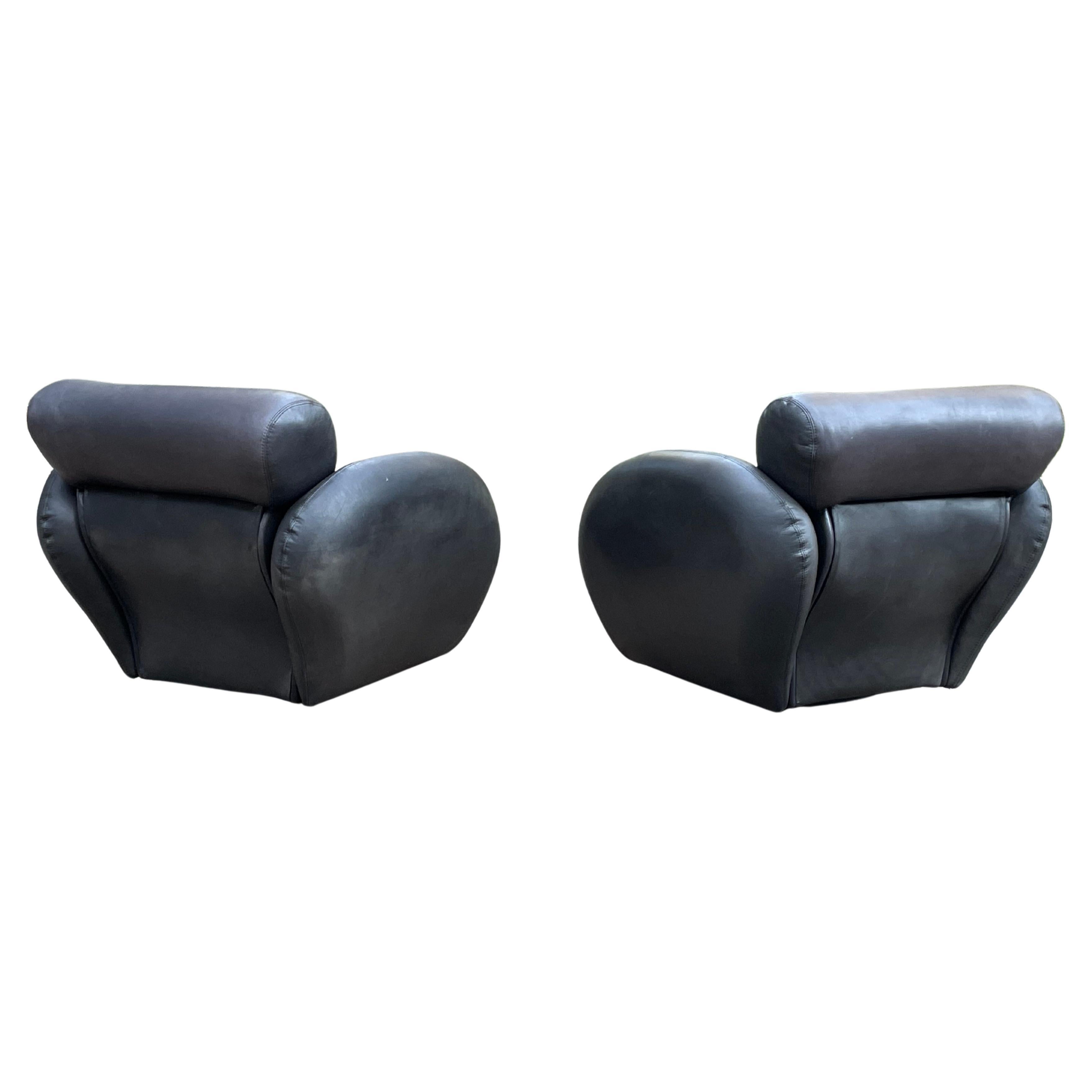 Large Scale Leather Swivel Lounge Chairs for Directional For Sale 6