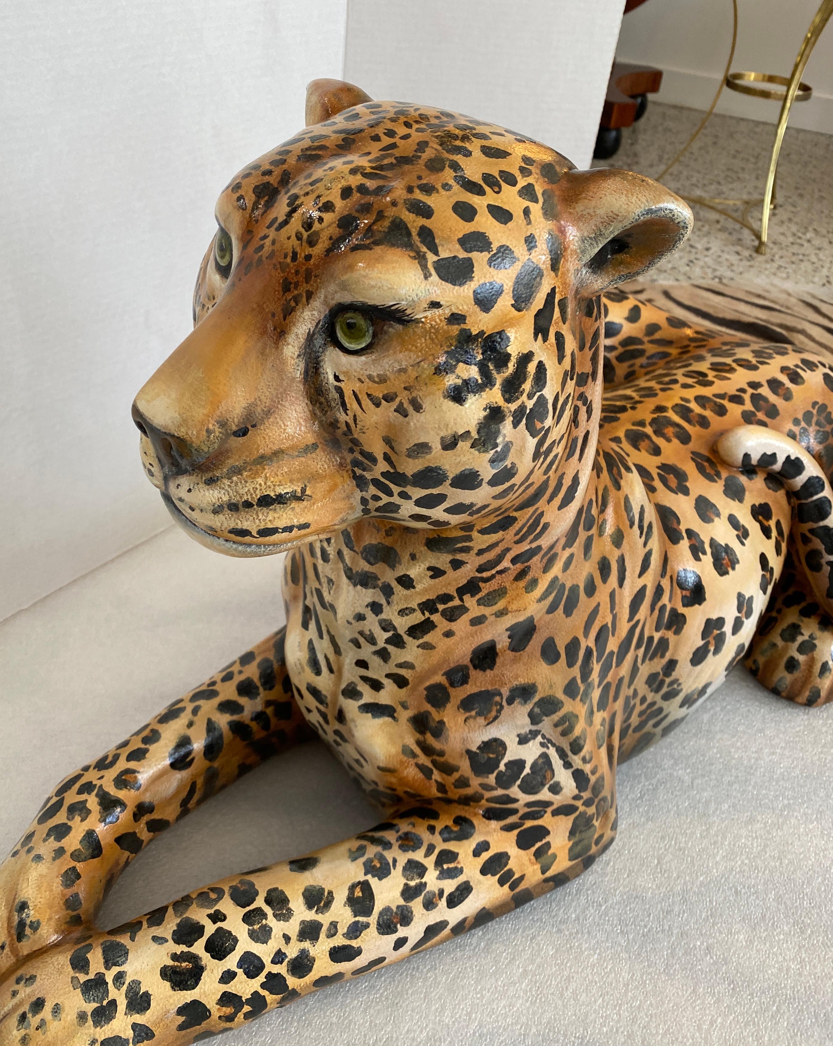 Plaster Large Scale Leopard Figure For Sale