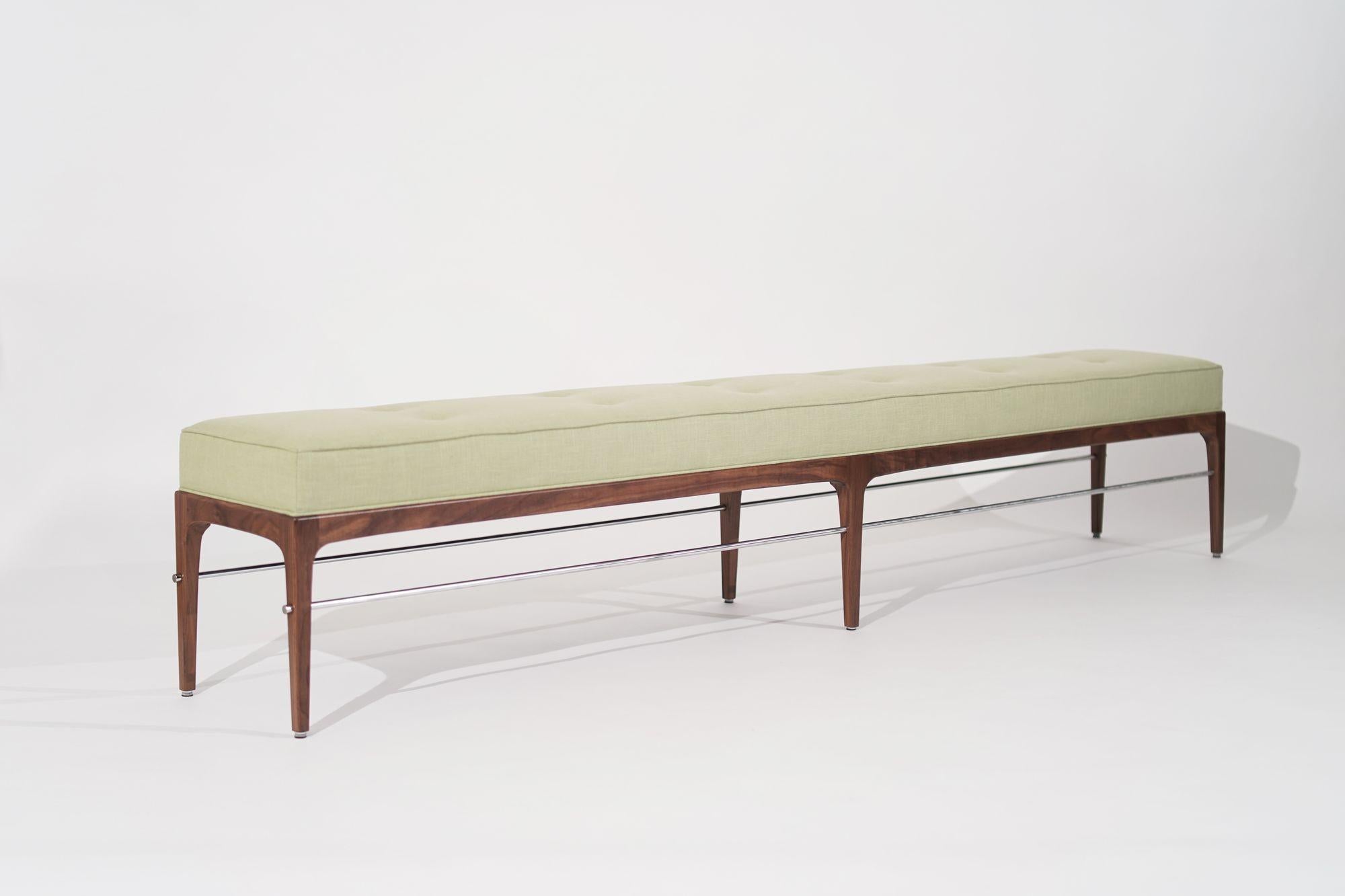 Linear Bench in Natural Walnut Series 96 by Stamford Modern In New Condition For Sale In Westport, CT