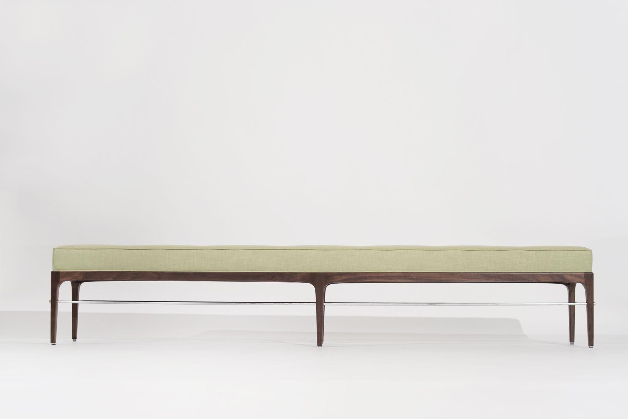Linear Bench in Natural Walnut Series 96 by Stamford Modern For Sale 1