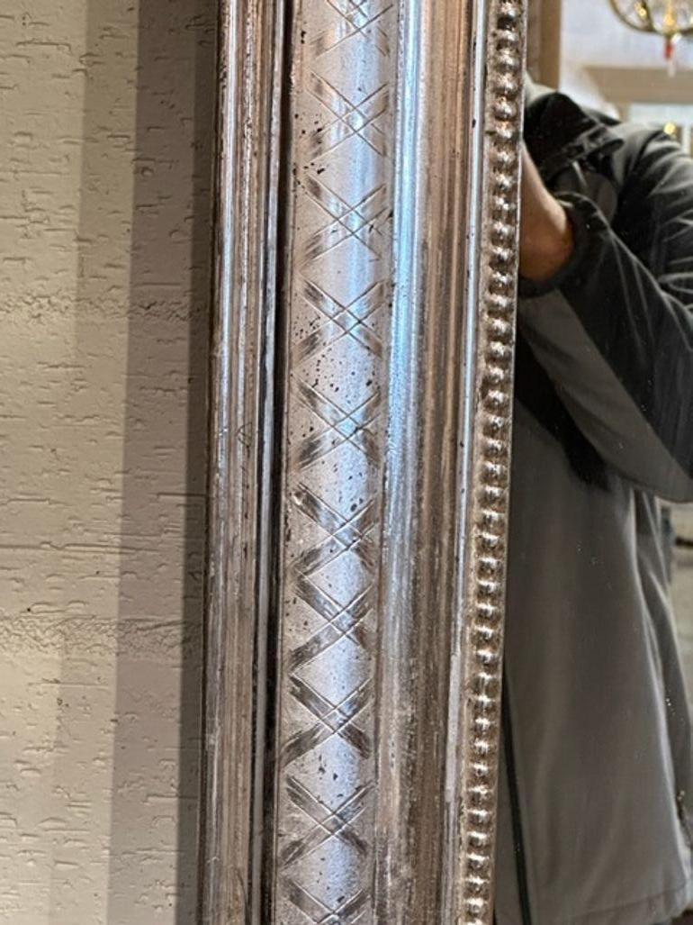 20th Century Large Scale Louis Philippe Silver Leaf Mirrors with X Pattern For Sale