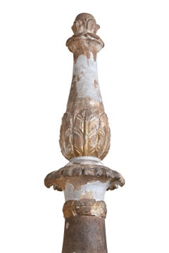 Large Scale Forged Iron and Carved Wood Chandelier