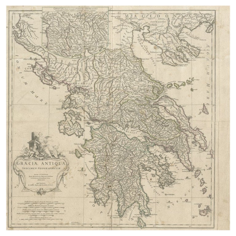 Mapa a gran escala de Grecia con un mapa de Macedonia, c.1786 en venta