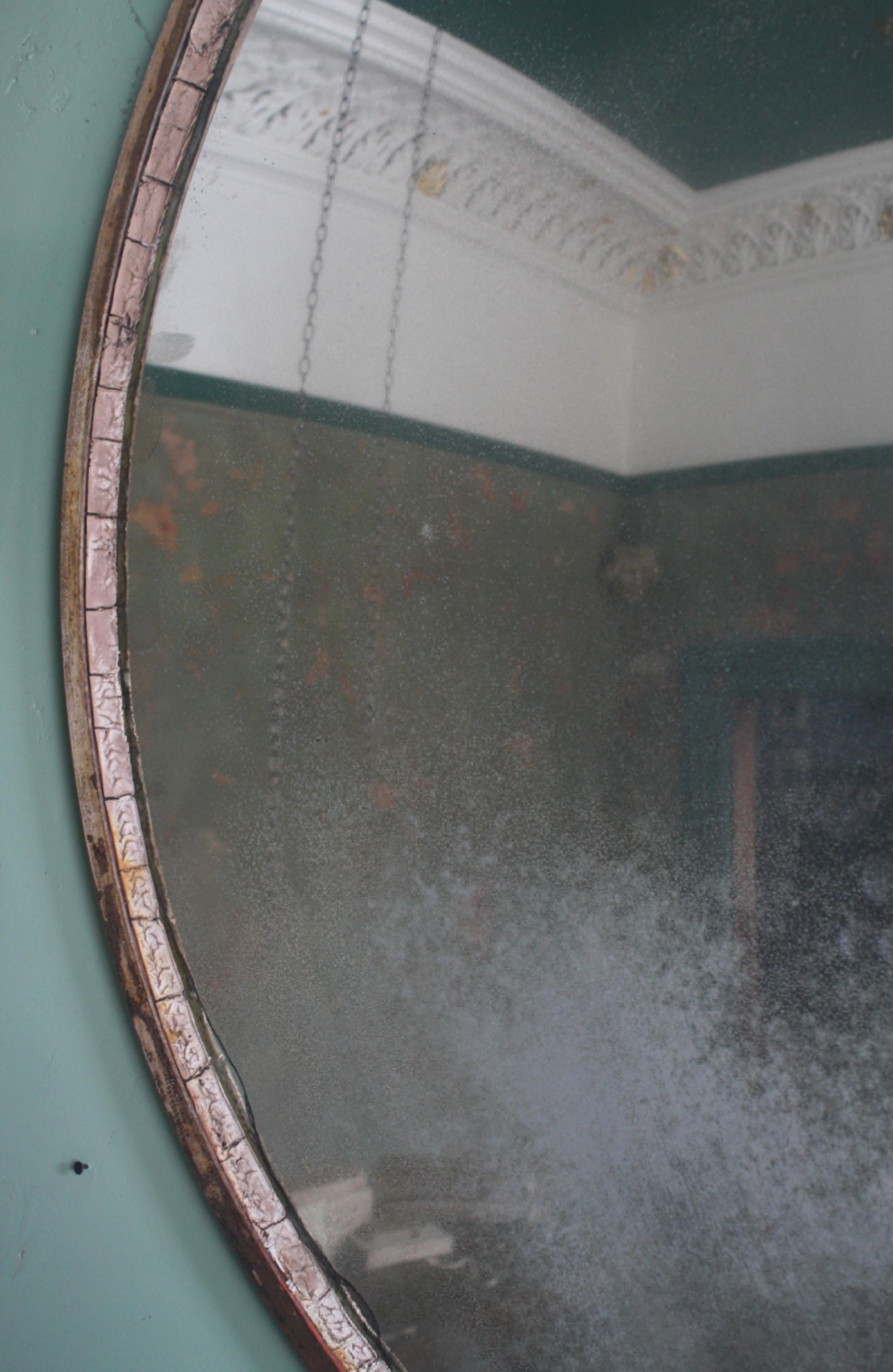 Large Scale Mid-20th Century Foxed Industrial Convex Railway Mirror 6