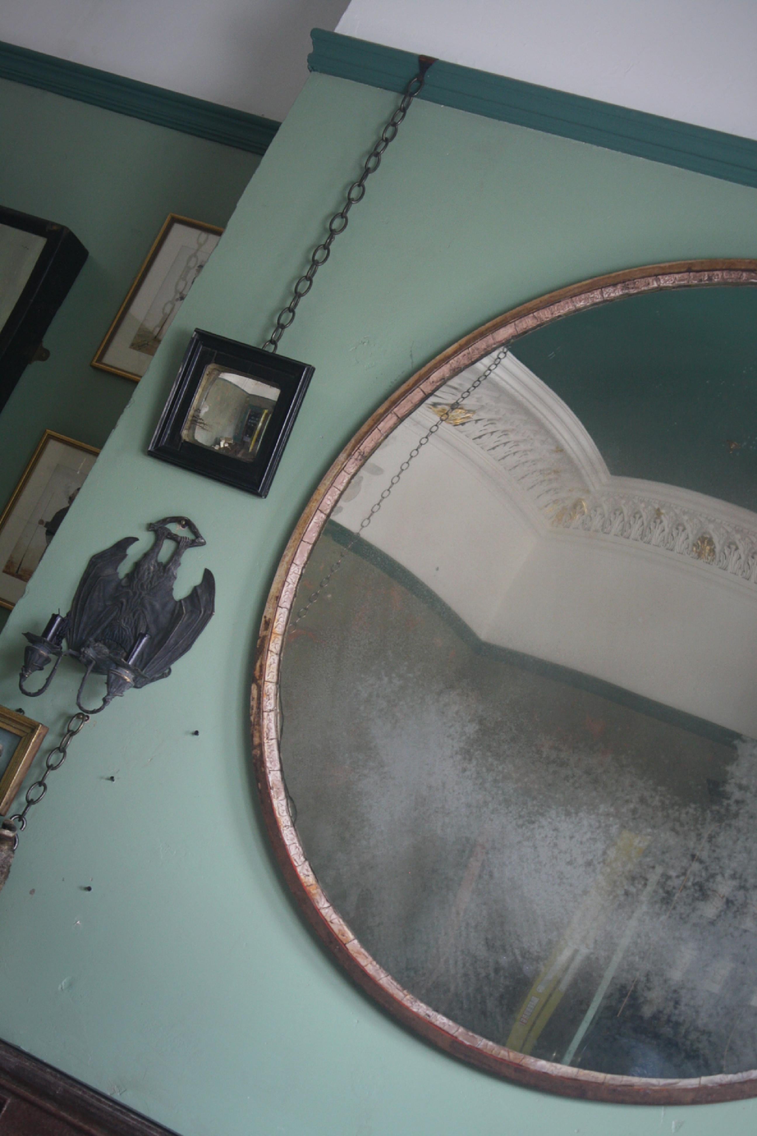 Large Scale Mid-20th Century Foxed Industrial Convex Railway Mirror 10