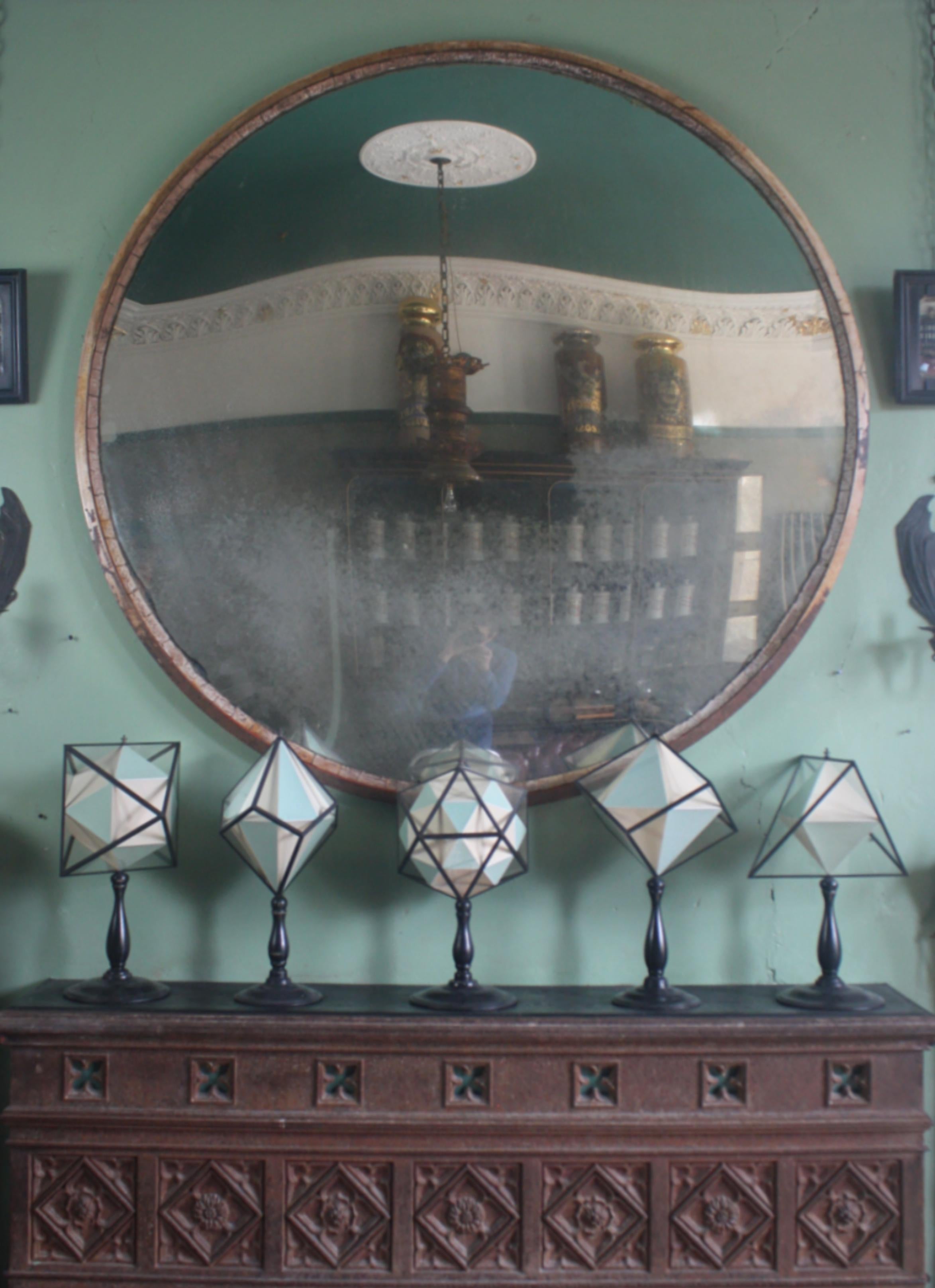 European Large Scale Mid-20th Century Foxed Industrial Convex Railway Mirror