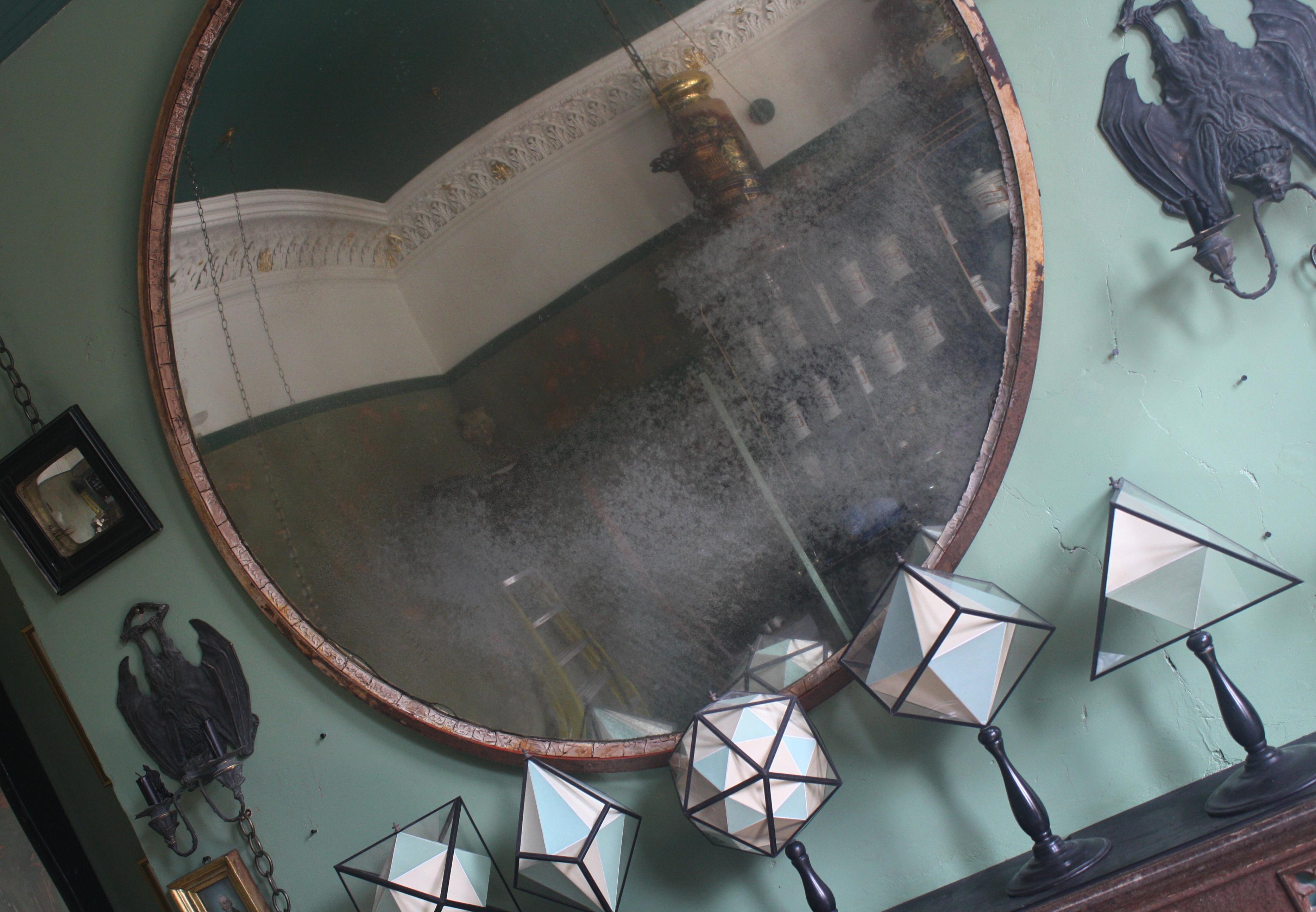 Large Scale Mid-20th Century Foxed Industrial Convex Railway Mirror In Good Condition In Lowestoft, GB