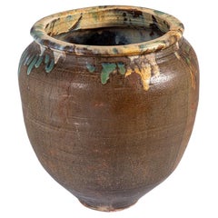 Vintage Large Scale Mid Century Boho Salt Glazed Stoneware Jardinière Planter Pot